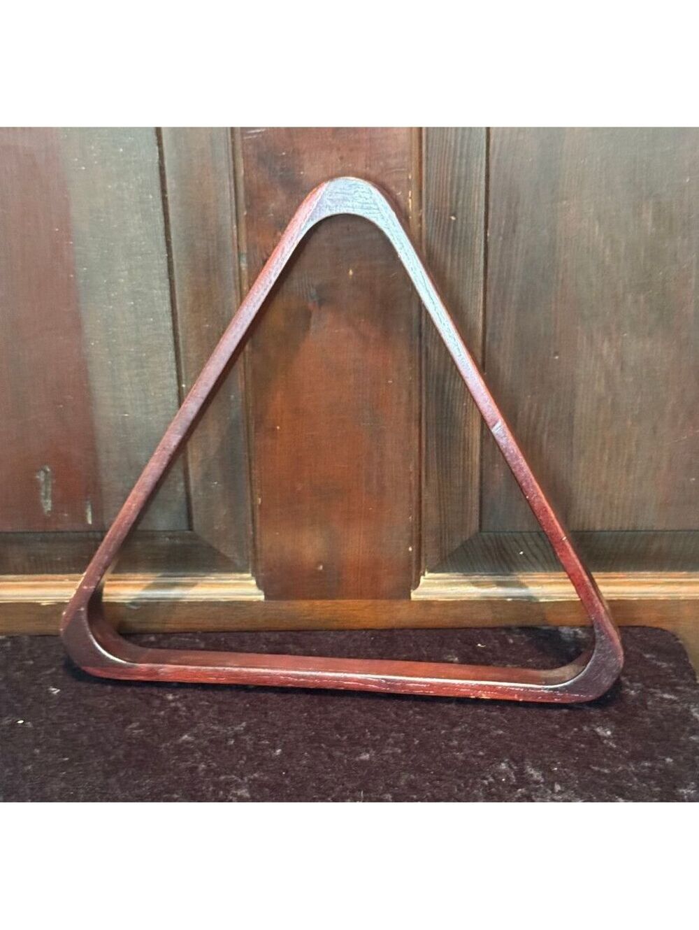 Vintage Wooden Triangle Pool Cue Rack Holder